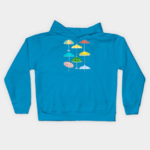 Beach umbrellas Kids Hoodie by jenblove